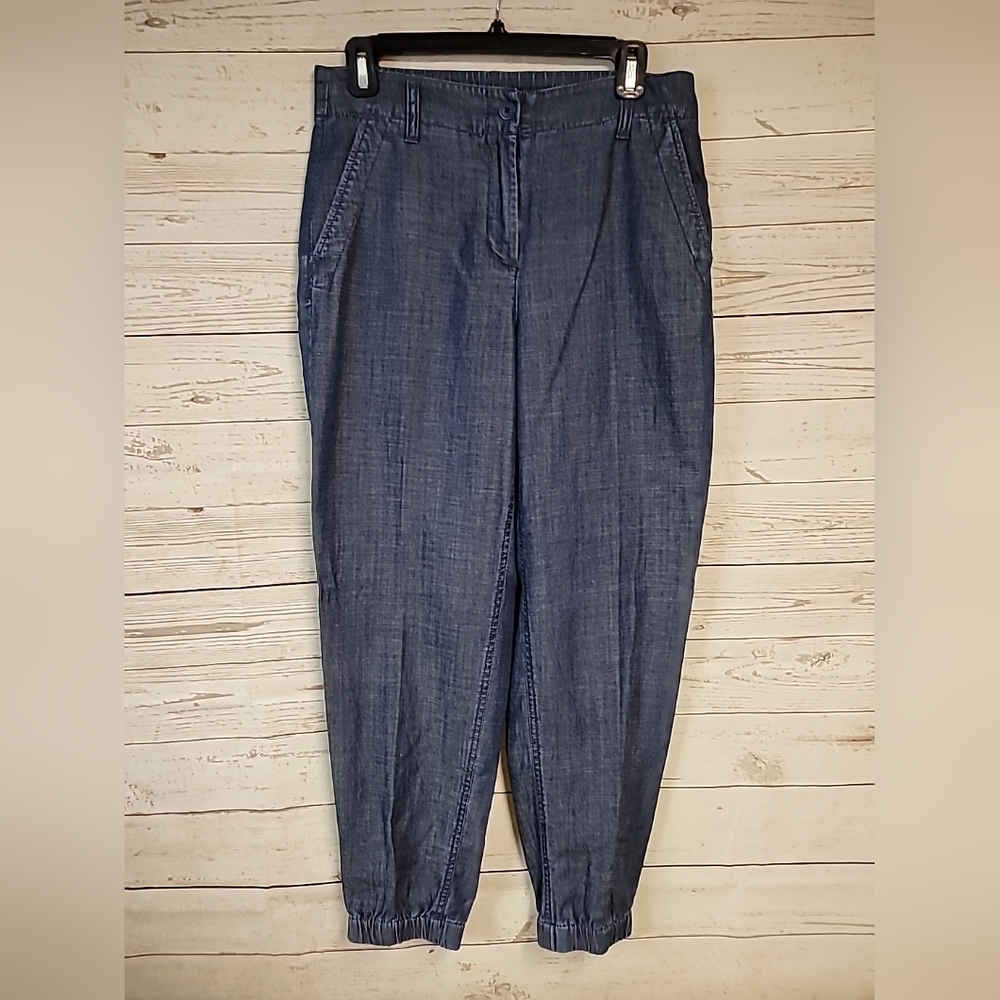 Talbots Joggers Women's small Chambray‎ denim tapered elastic cuff waist